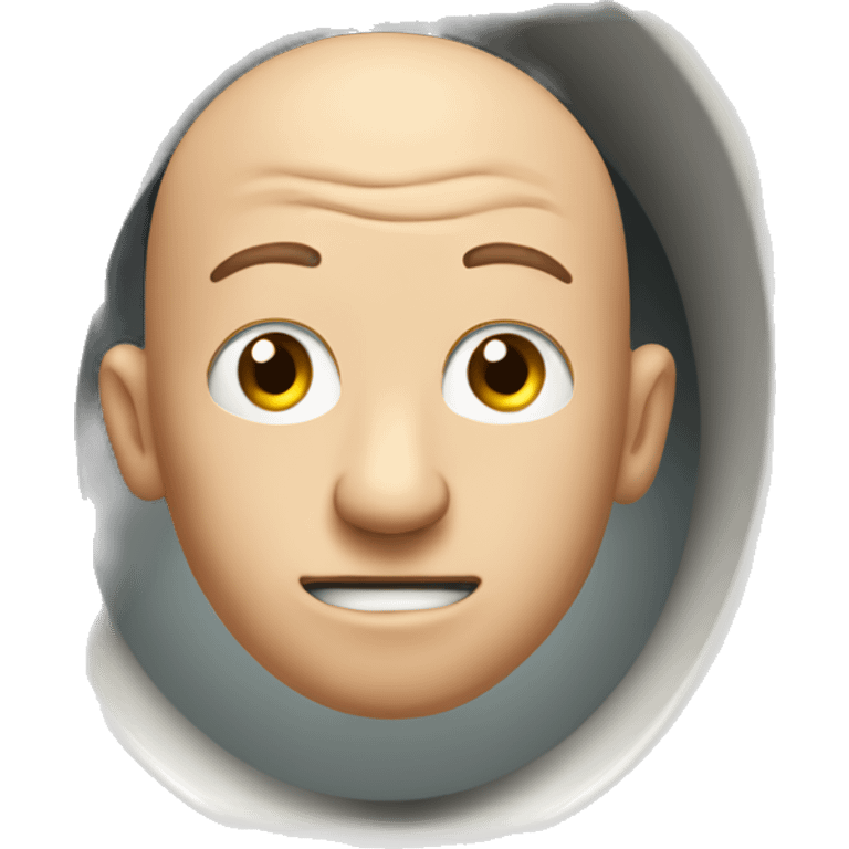 a mans head sticking out a toilet and bald emoji