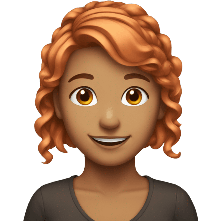 smiling girl with hair ribbon copper hair emoji