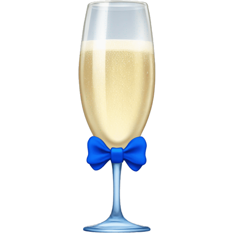 Champagne glass with royal blue bow on stem emoji