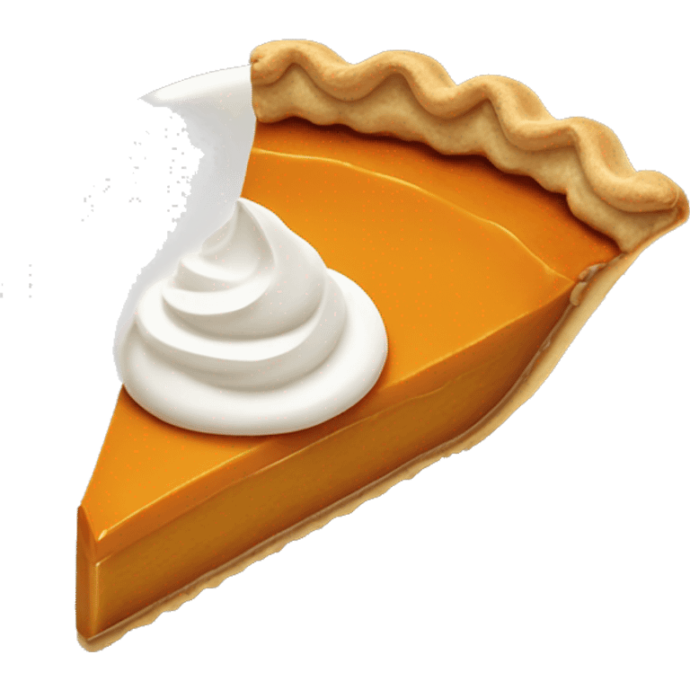 Slice of pumpkin pie with a lot of whipped cream on it emoji