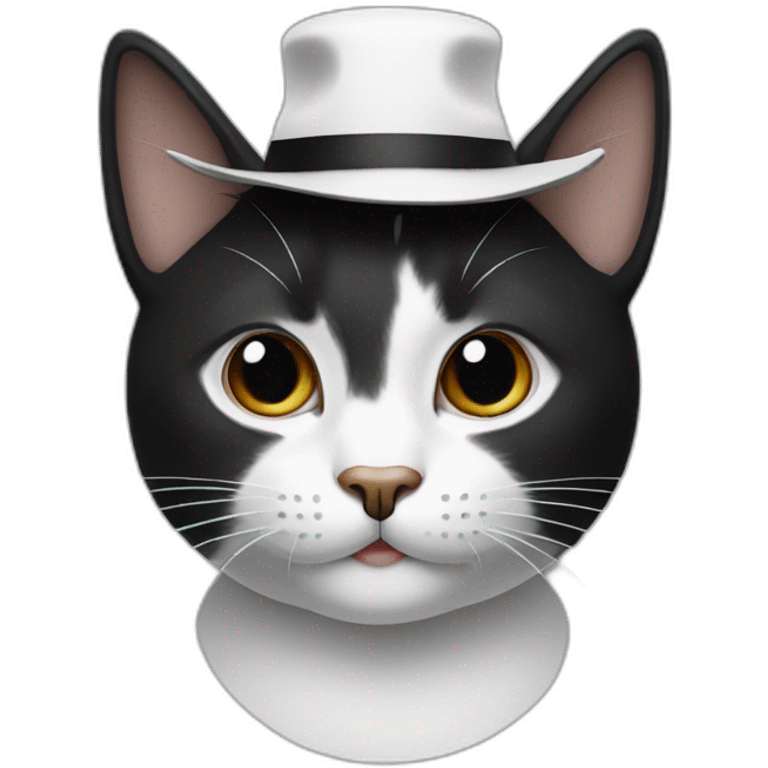 a cat with a white and black hat emoji