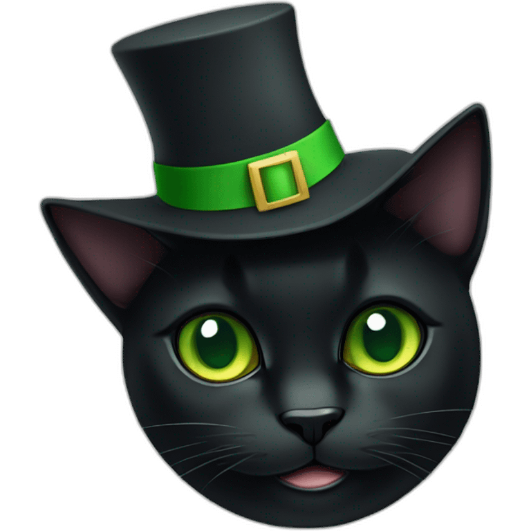 a black cat with green eyes in a New Year's hat ​ emoji