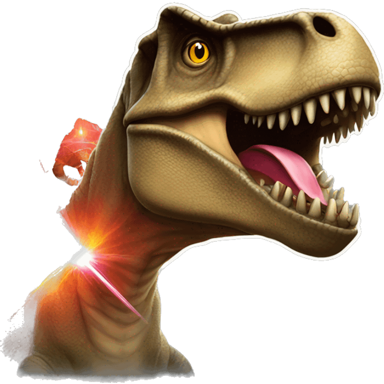 T-Rex peeking with lasers emoji