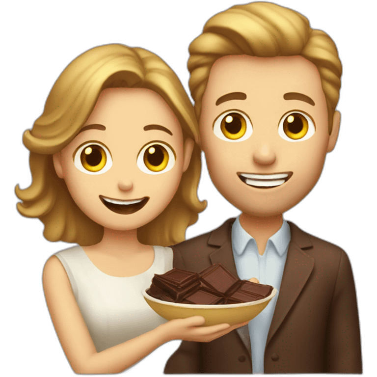 white couple eating chocolat emoji