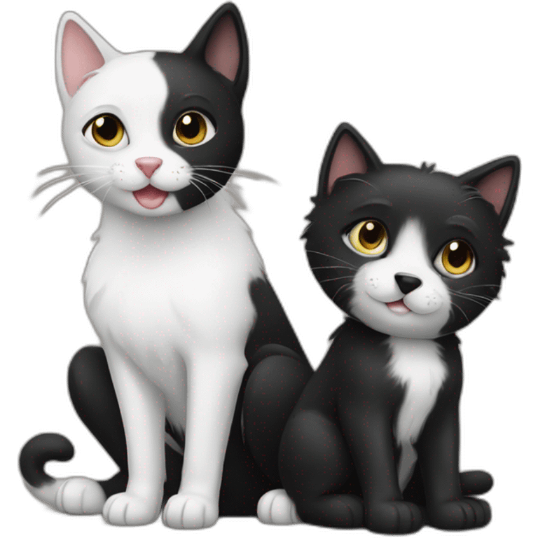 Black dog and white cat emoji