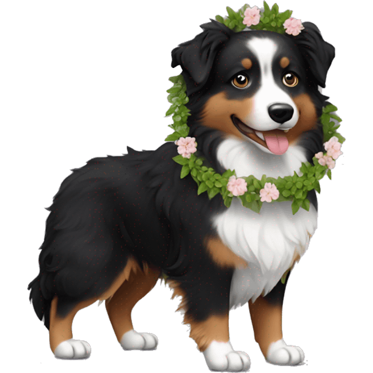 Plant garland Small black australian shepherd dog emoji