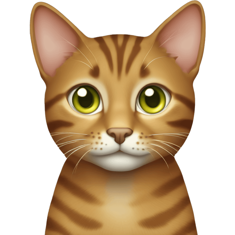 brown tabby cat with greenish yellow eyes and ginger hair girl with blue eyes and freckles emoji