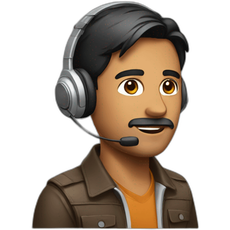 A guy wearing a headset and is indian emoji