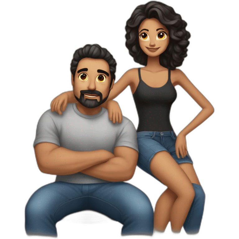 Chico moreno barba negra y chica morena pelo largo  emoji