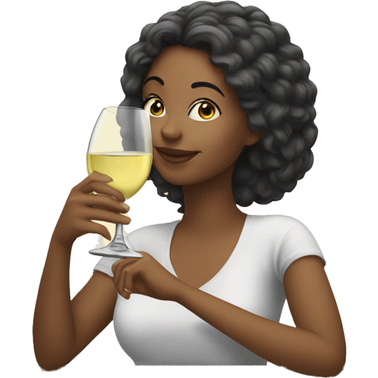 one young woman in love drinking white wine emoji