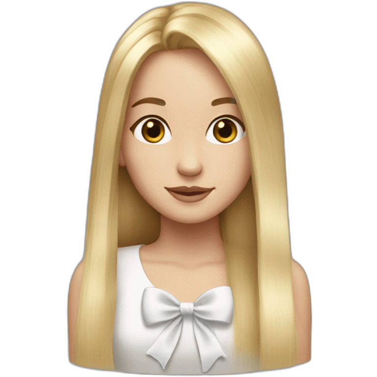 Long blonde straight hair with a white bow emoji