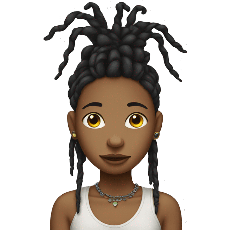 Girl with dreads and nose piercings emoji