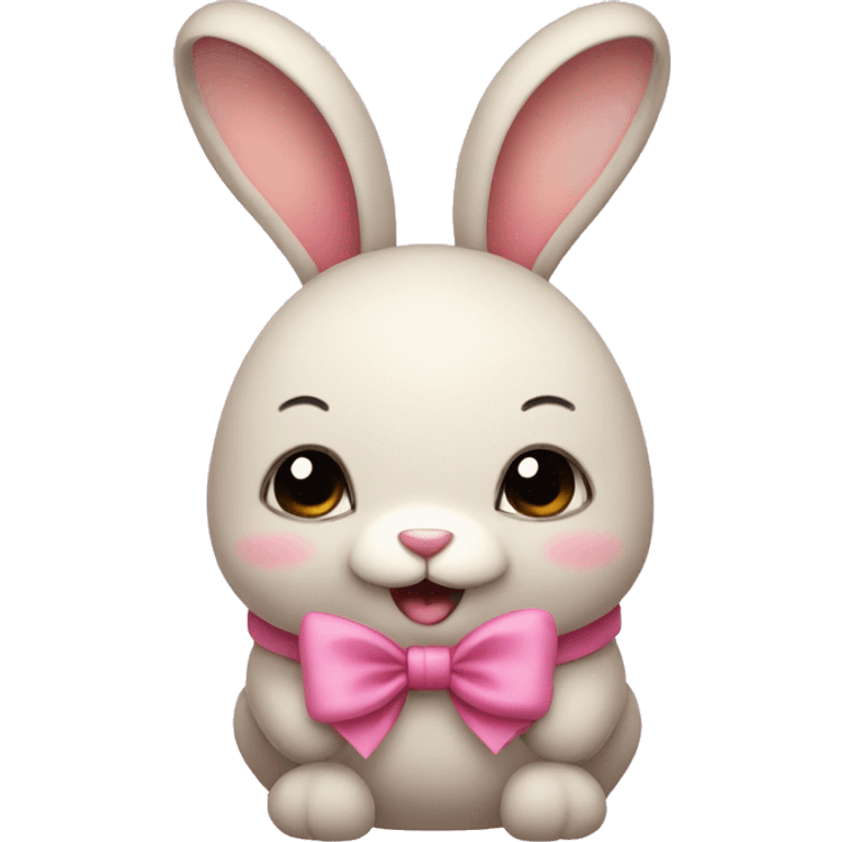 bunny with chubby cheeks and pink bow emoji