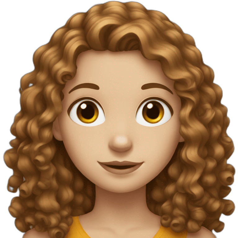 White girl with brown curly long hair emoji