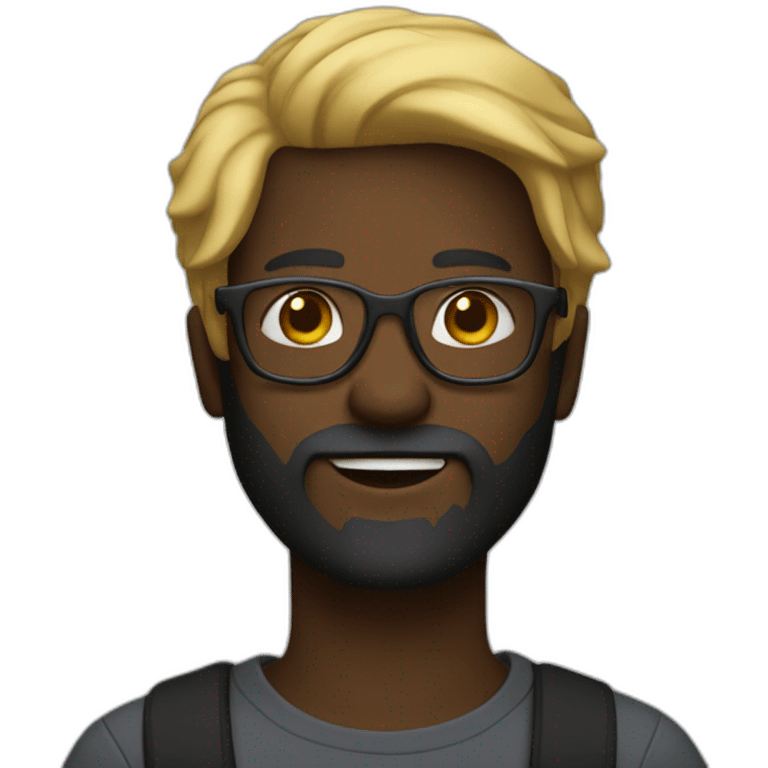 Theorus with blond hair and beard with glasses but black skin emoji