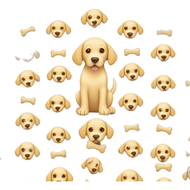 Cute golden Labrador puppy with a many bones  emoji