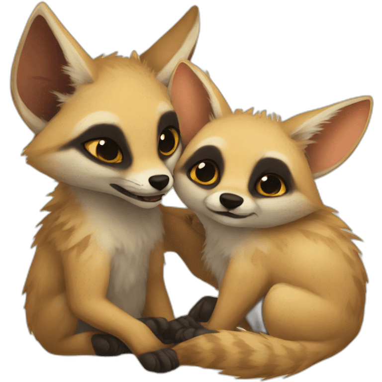 Fennec hugging a hyena emoji