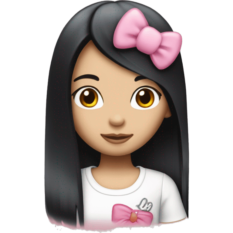 girl with a black straigth hair hello kitty emoji