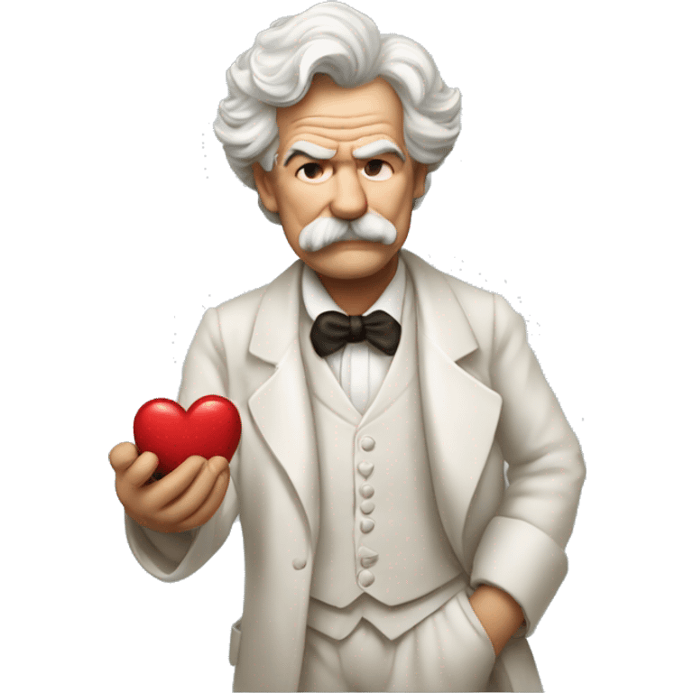 Mark Twain holds a heart in his hand emoji