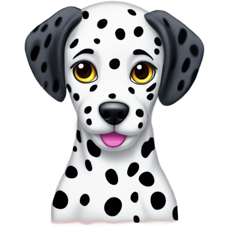 Lisa Frank Dalmatian with rainbow spots ￼ emoji