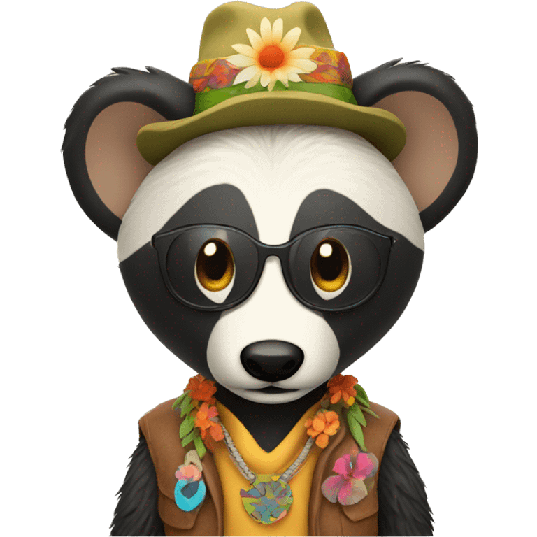 badger dressed like a 60's hippie making a peace sign emoji