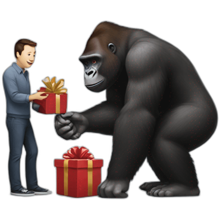 Gorilla giving a gift to Elon musk emoji