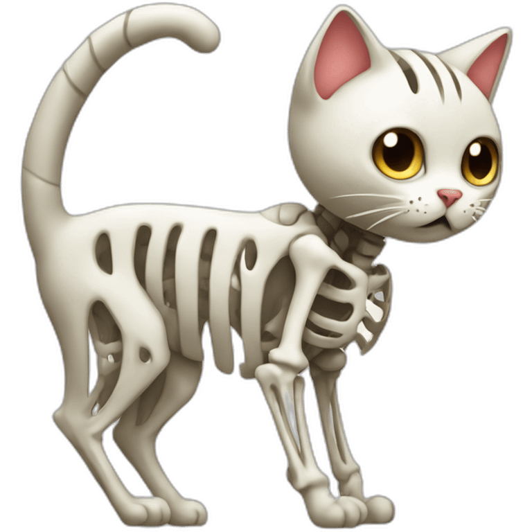 cat with skeleton body and heart emoji