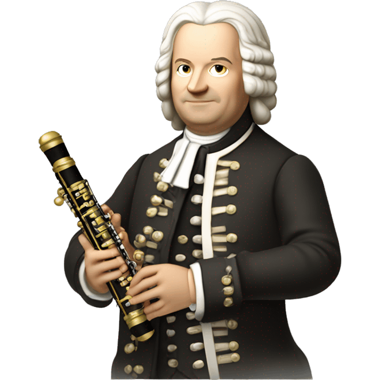 Johann sebastian bach holding soprano recorder emoji