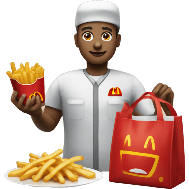 mcdonald’s worker putting fries in mcdonald’s bag emoji