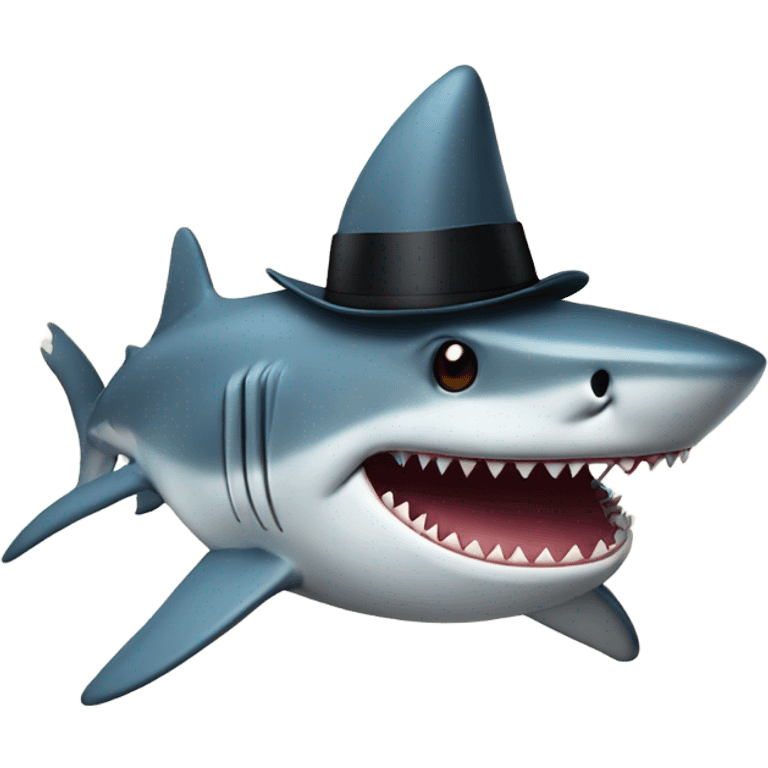 Shark with a top hat emoji