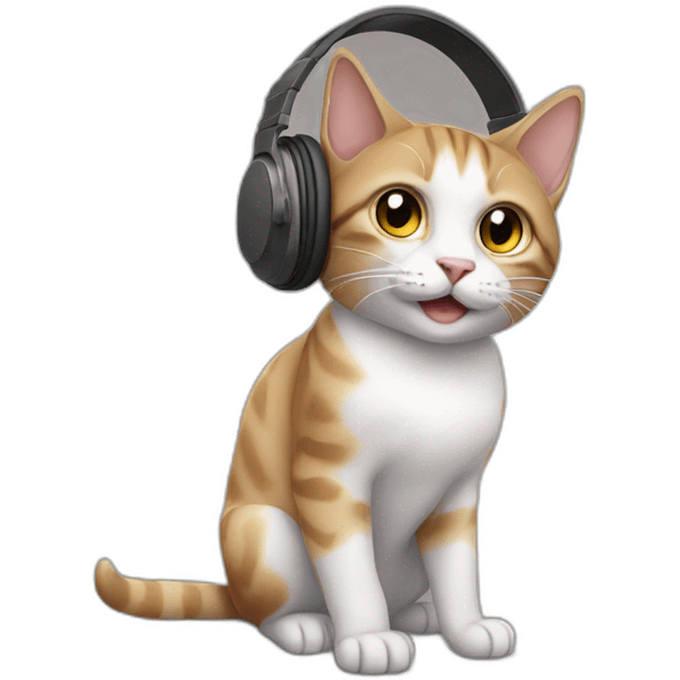 Cat on headphones  emoji