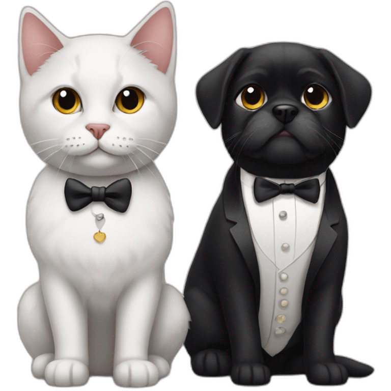 Cat+dog wearing tuxedo emoji