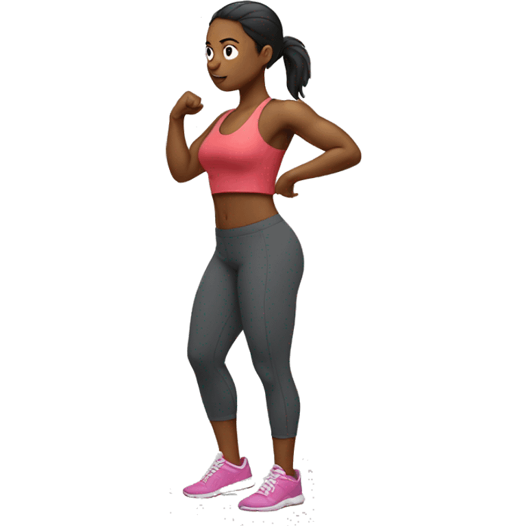 woman full body in sport wear doing squat emoji