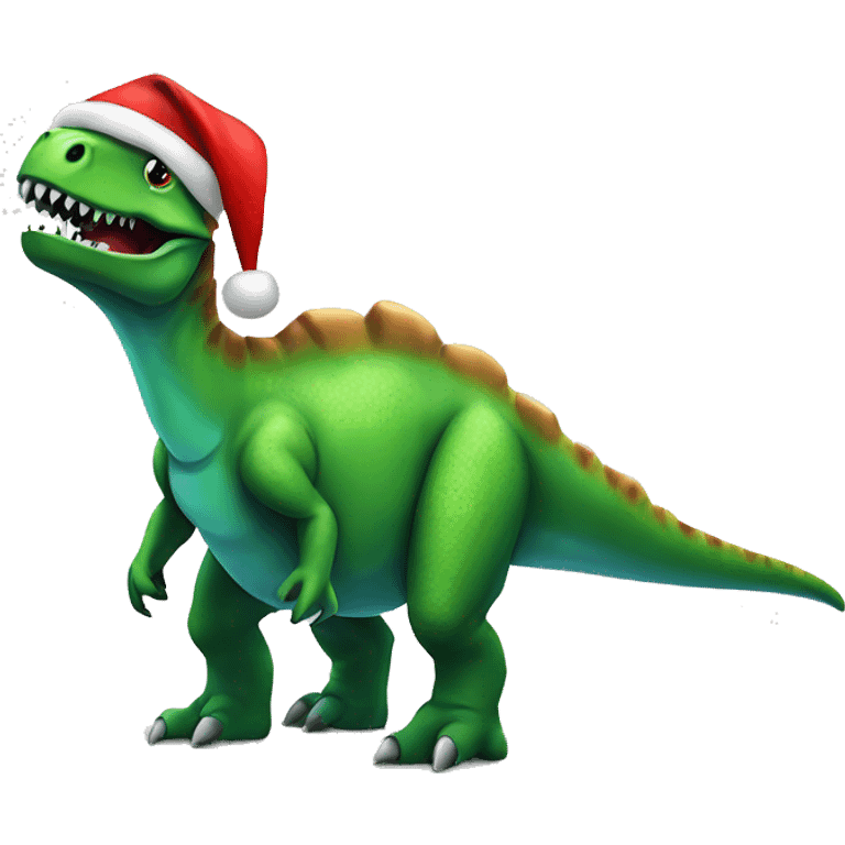 dinosaur in a santa hat emoji