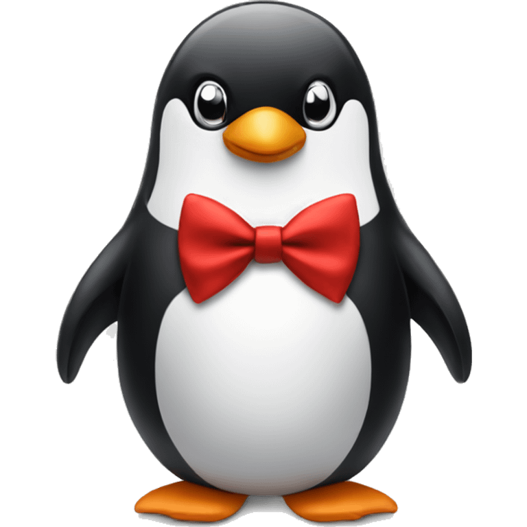 Sad penguin with red bow tie  emoji