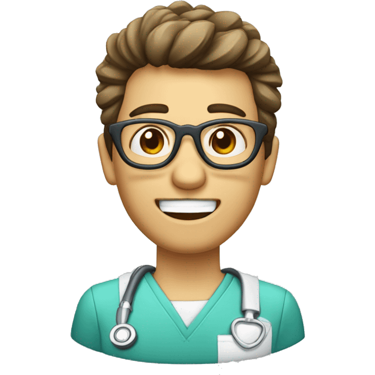 dentista , cabelos compridos e loiros, com oculos de grau emoji