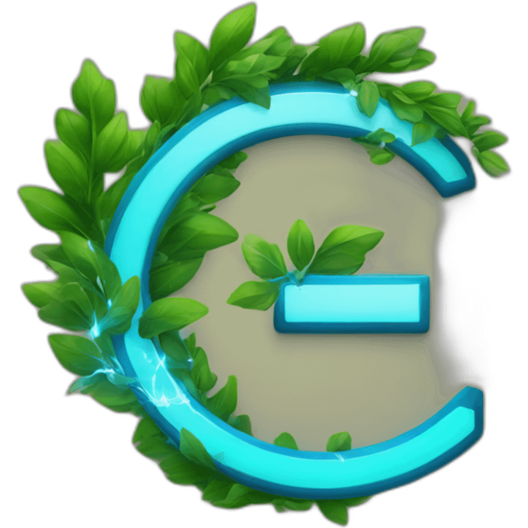 blue "e" from Engie logo and green leaves in the shape of electrical spark emoji