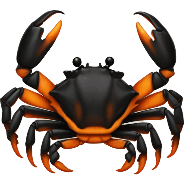 crab half black, half orange burnt emoji