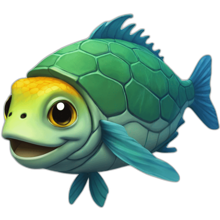 Fish on turtle emoji