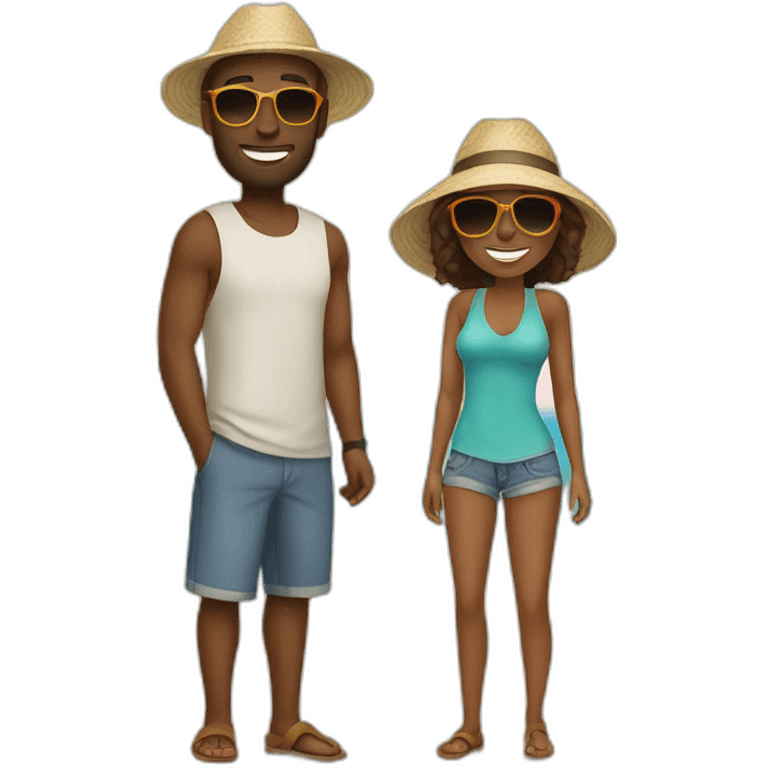 beach vacation couple emoji