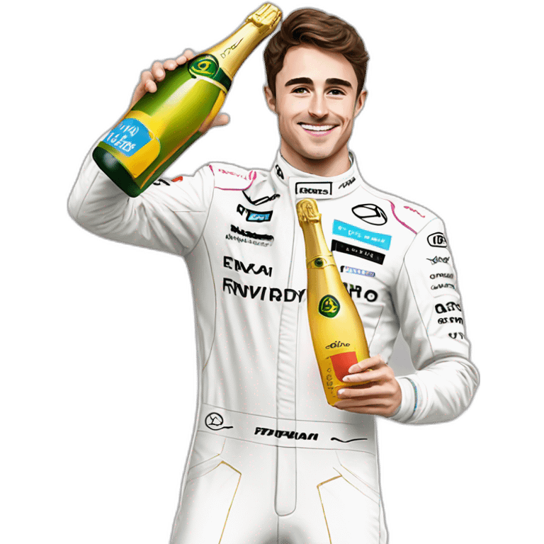 Charles Leclerc spraying champagne on podium emoji