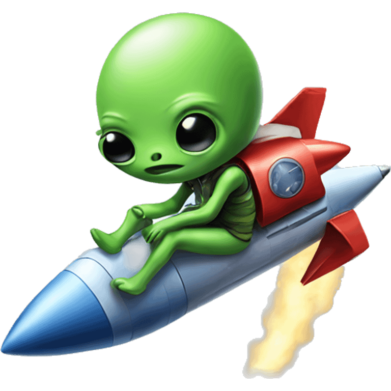 Alien sitting on rocket emoji