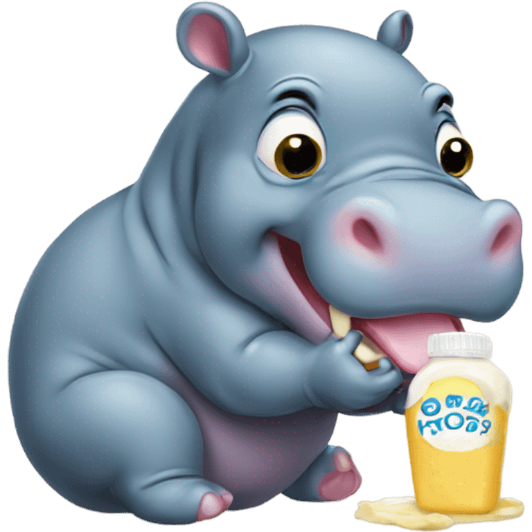 Baby hippo eating mayonnaise emoji