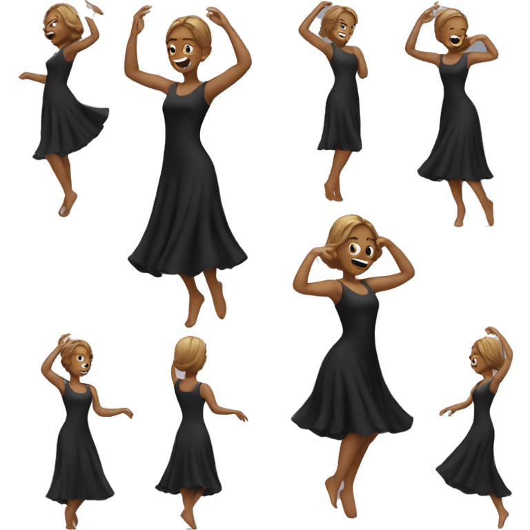 Lady dancing with black dress emoji