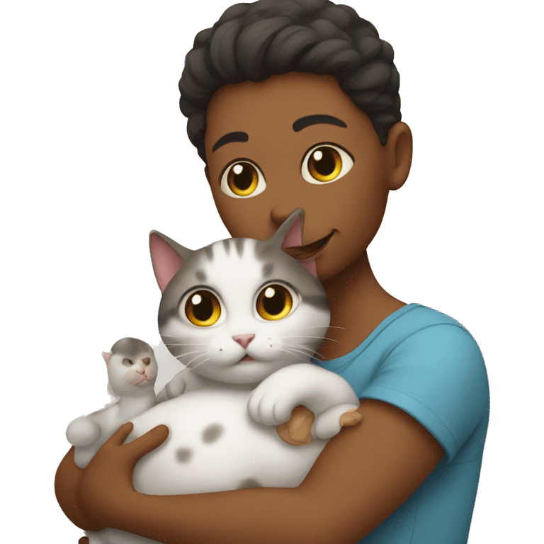 A cat holding a human baby emoji