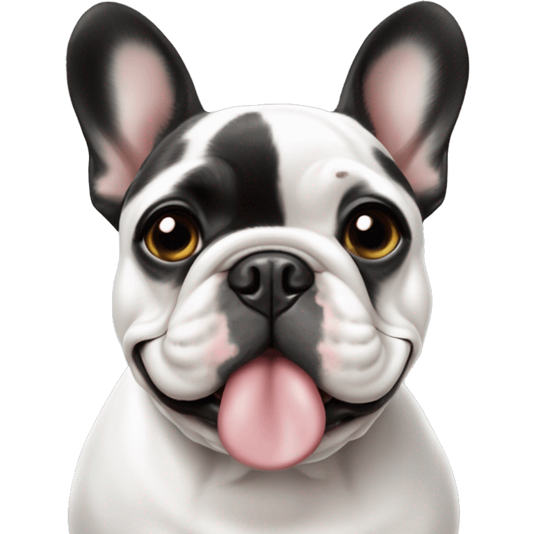 French bulldog, black , white spot chest, blow a kiss emoji