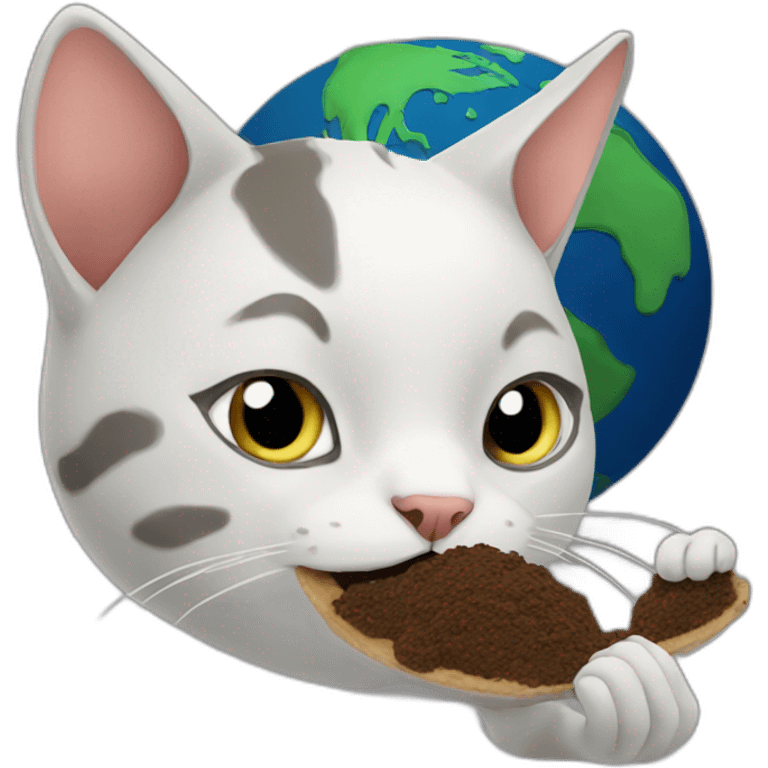 Cat eating earth emoji