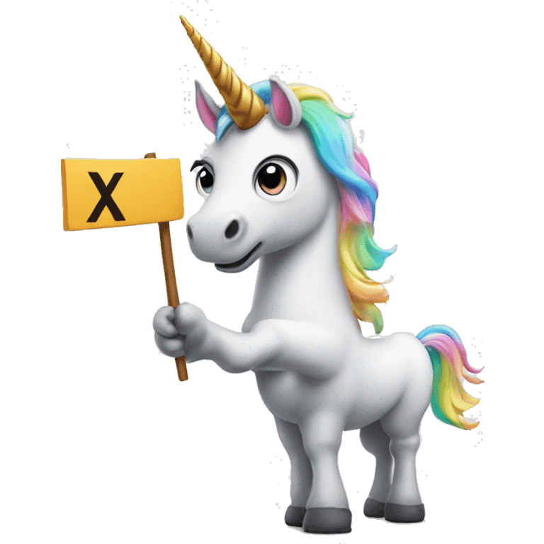 A unicorn holding a sign that says "innovation x5" emoji