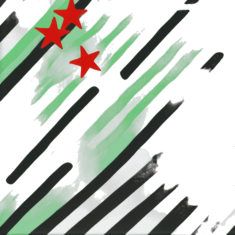 three horizontal stripes in the colors green, white, and black, with three red stars in the white stripe. emoji