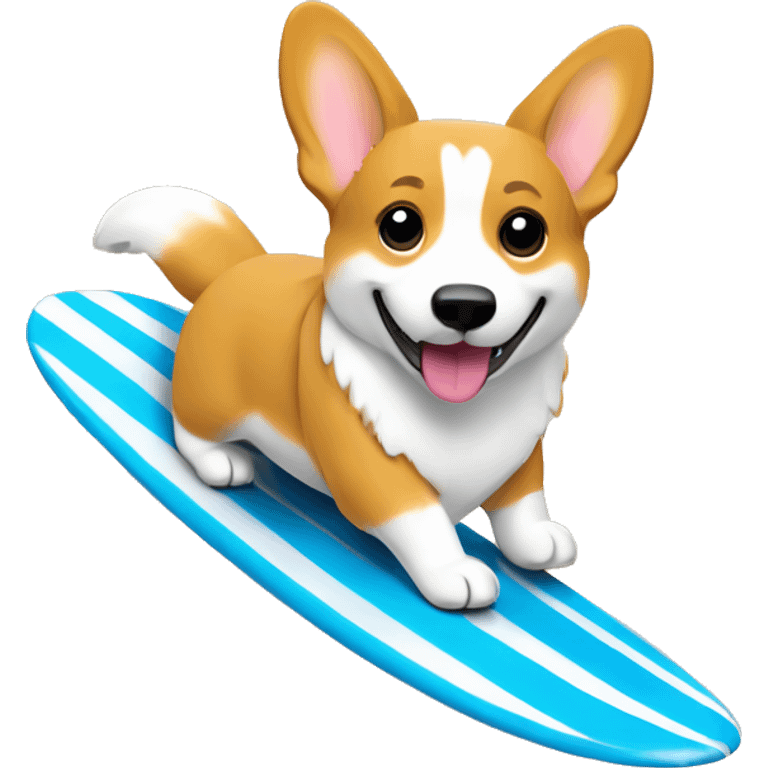 Corgi surfing at the beach ￼ emoji